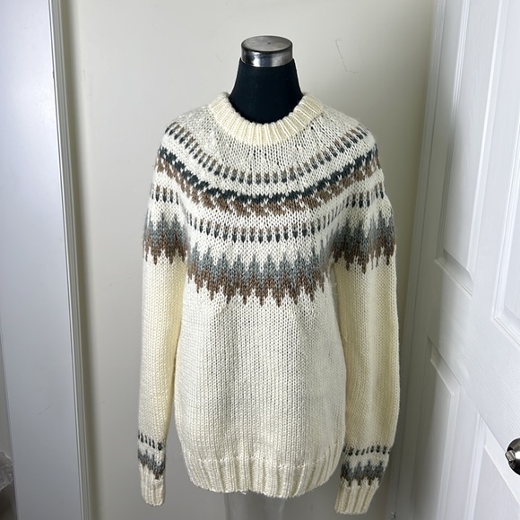 Vintage Winter Gear Korea Knit Rib Fair Isle Nordic Sweater Size Medium - Picture 7 of 11